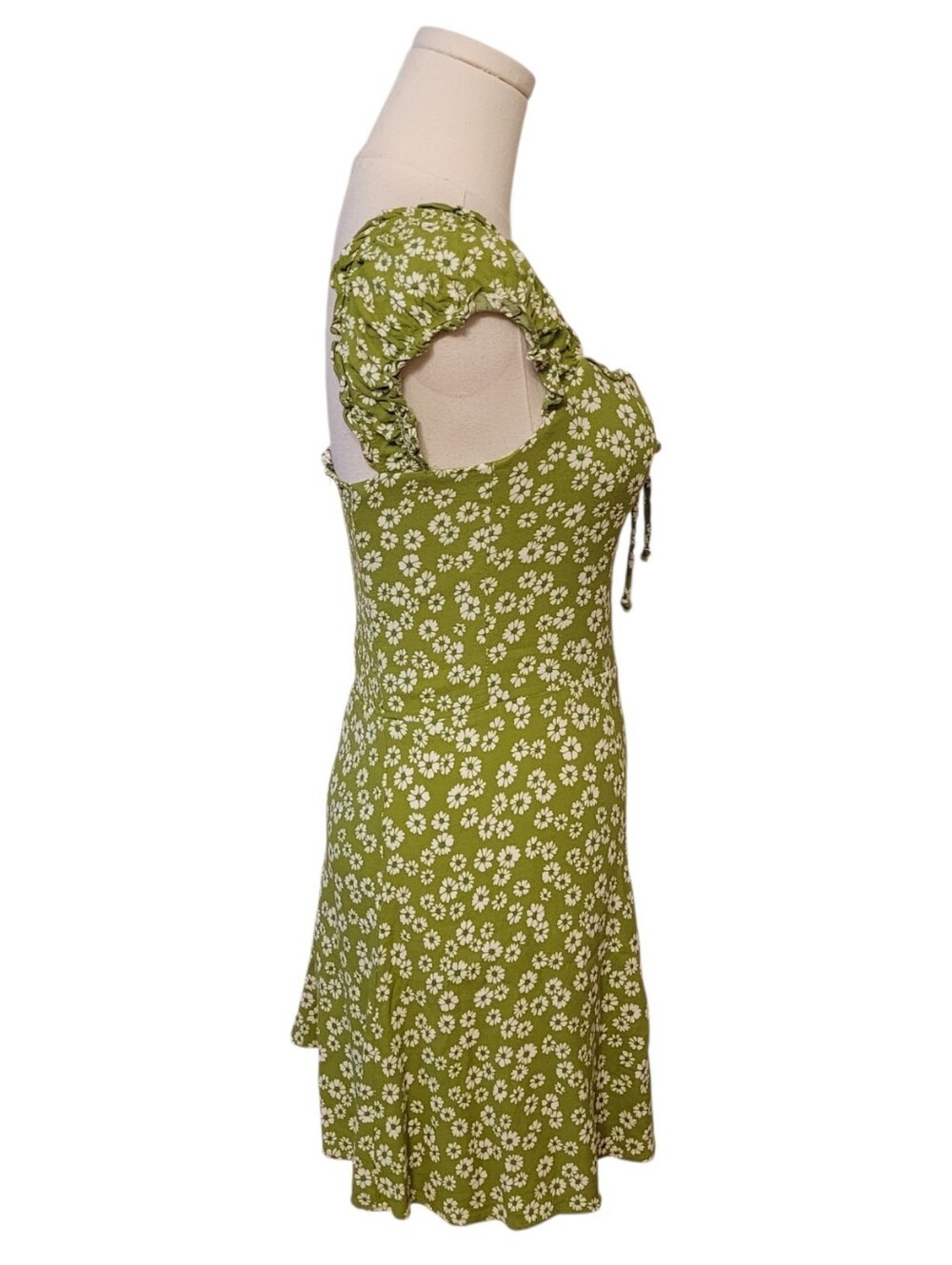 Reformation Pacey Green Fennel Floral Smocked Mini Dress Size 2 - Picture 3 of 6